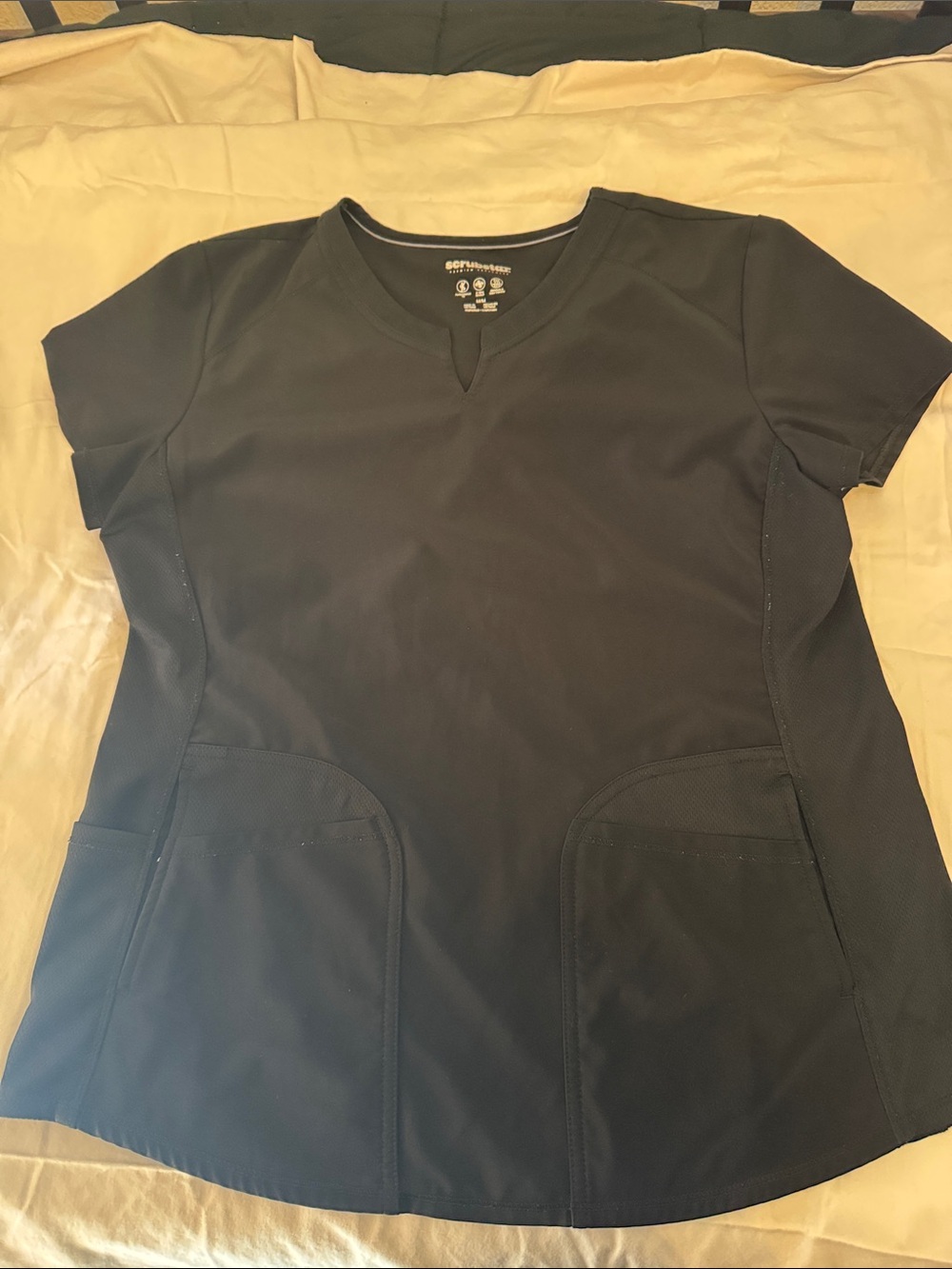 Scrubstar Black V-Neck Medical Top with side dual pockets